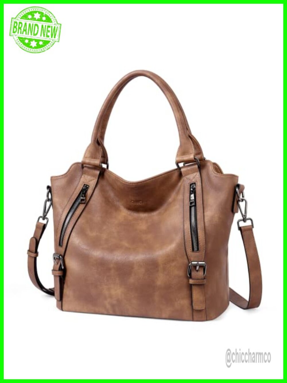 Vegan Leather Hobo Handbag Large Multi-Pocket Crossbody Shoulder Bag